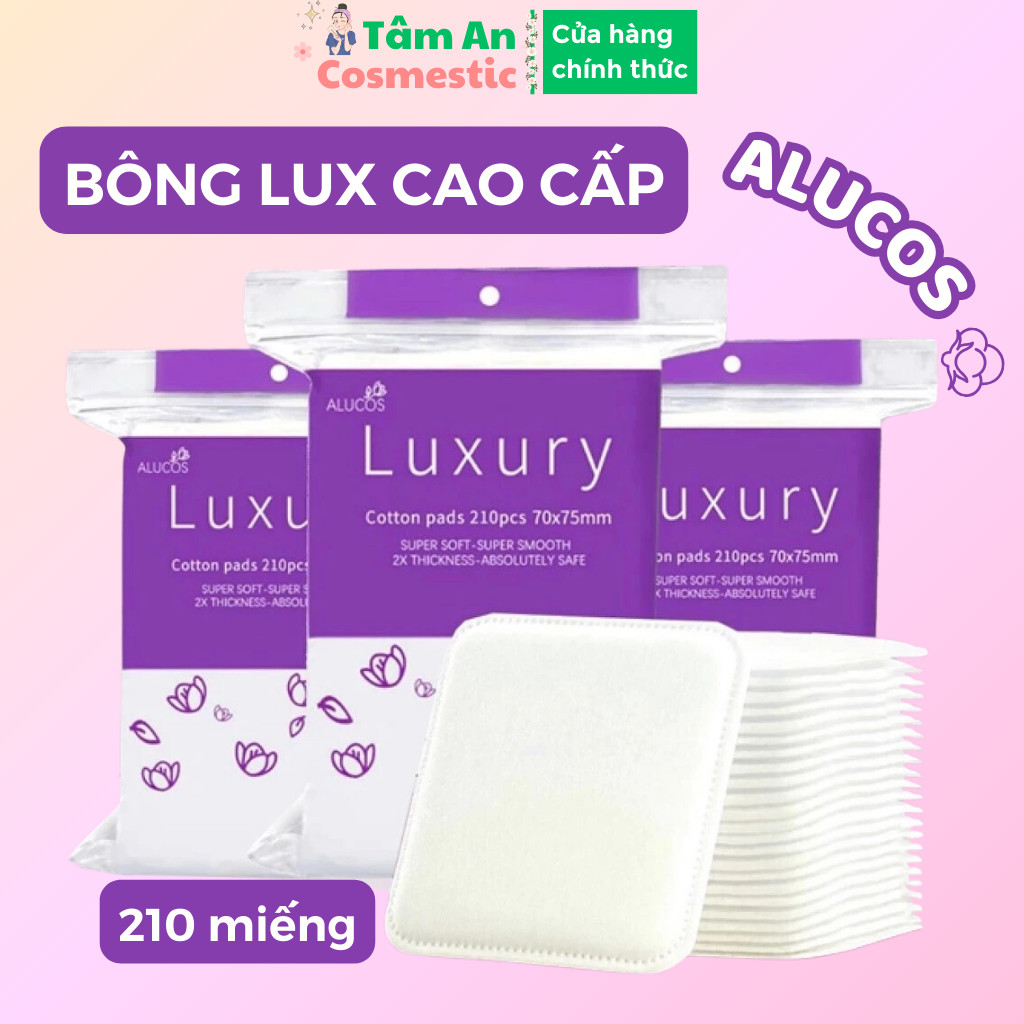 Bông Tẩy Trang Alucos LUXURY 210 Miếng Siêu Xịn, Mềm Mịn, Bông Tẩy Trang Luxury 210 Miếng
