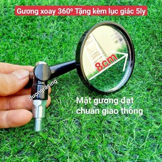 Gương xe máy kính chiếu hậu H2c Xoay 360 độ h2c gương tròn, 2 màu đen bạc - phụ tùng xe máy caoduongracing