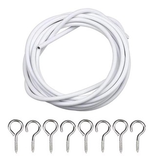 [Chất lượng cao] THEHOMECO 1 Bộ Dây lò xo rèm, Thép PVC có MẮT Cáp dây cửa sổ, Dây theo dõi rèm 2 / 3 / 4 / 5 mét màu trắng