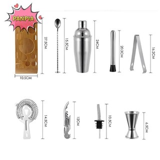 Pnpia 10 Chiếc Cocktail Shaker Bộ Thép Không Gỉ Cocktail Trộn Rượu Martini Shaker Đảng Thanh Dụng Cụ Boutique
