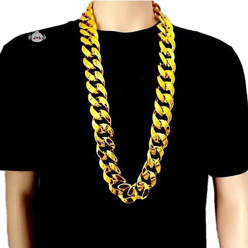 Maybest 50-120cm Quá Khổ Dây Xích Chunky Lớn Màu Vàng Vòng Cổ Hip Hop Punk Gothic Rock Mặt Dây Chuyền Nhựa Đạo Cụ Dự Tiệc {VN}