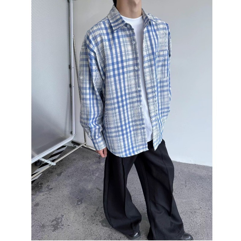 VG Áo sơ mi Cotton mỏng nam , tay dài dáng rộng cổ điển, cả nam và nữ đều có thể mặc