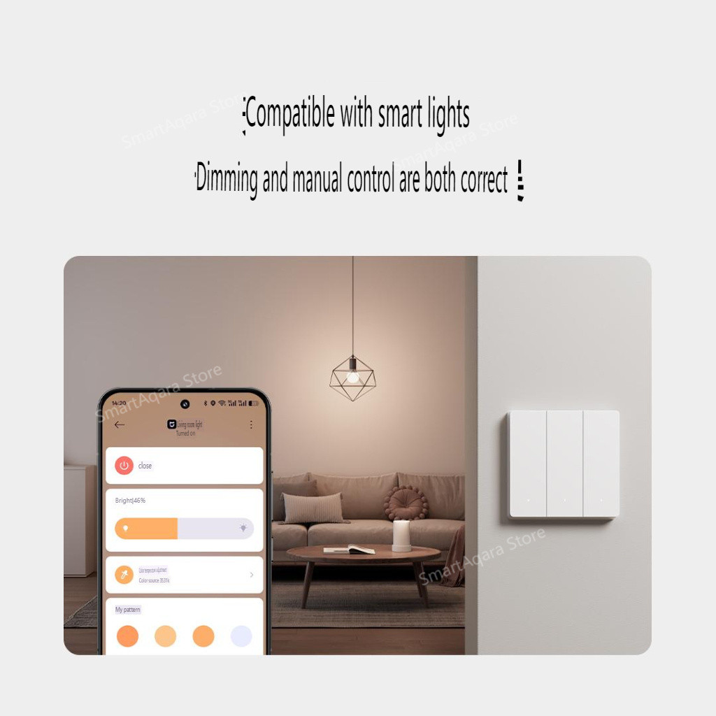 Công tắc tường thông minh Xiaomi mới Single Double Triple Key Điều khiển kép Live & Neutral Line hoạt động cho ứng dụng đèn thông minh