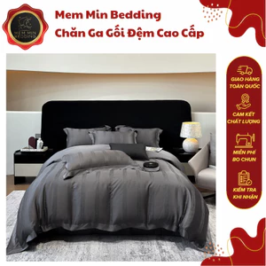 Bộ Chăn Ga Gối Vải Tencel 120s Mềm Mại Óng Ả Thiết Kế Họa Tiết Vân Chìm Đơn Giản Tinh Tế - MemMinbedding Luxury