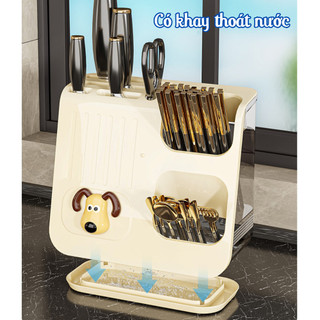Kệ Cắm Dao Kéo Đũa Thìa Đa Năng – Hộp Để Dao Nhựa PET+PP Chống Ẩm, Thiết Kế Gọn, Tiện Dụng