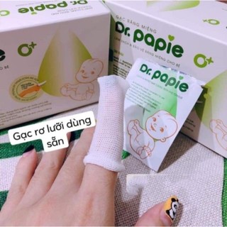 Tặng kèm 5 Physiodose - Hộp 30 gói Gạc rơ lưỡi Dr Papie vệ sinh răng miệng cho bé