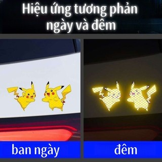 Dạ Quang Miếng Dán Pikachu Phản Quang Xe Hơi Miếng Dán Đêm Xe Máy Dễ Thương Dán Trang Trí Tay Cầm Cửa Xe Hơi / Xe Máy