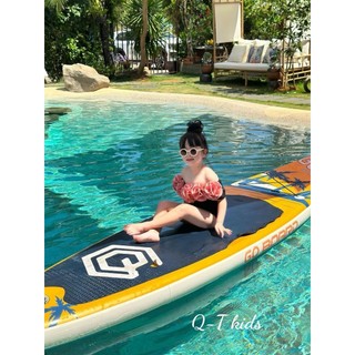 10-30kg Bộ bơi hoa hồng trễ vai QT cho bé gái