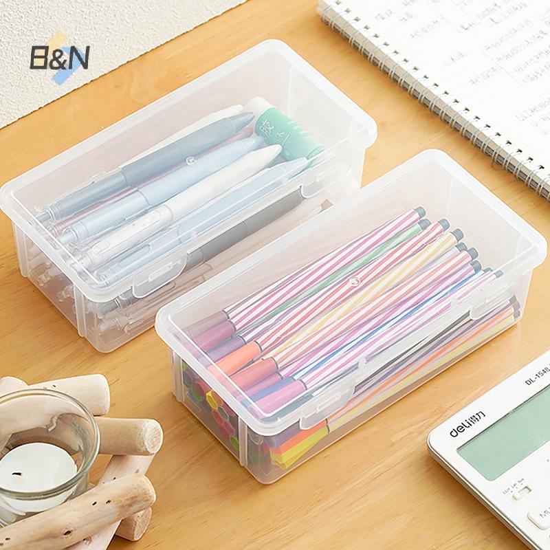 B & N 1 Hộp bút chì nhựa dung tích cực lớn có thể xếp chồng lên nhau Hộp bút chì trong suốt Đồ dùng văn phòng Hộp sắp xếp lưu trữ.