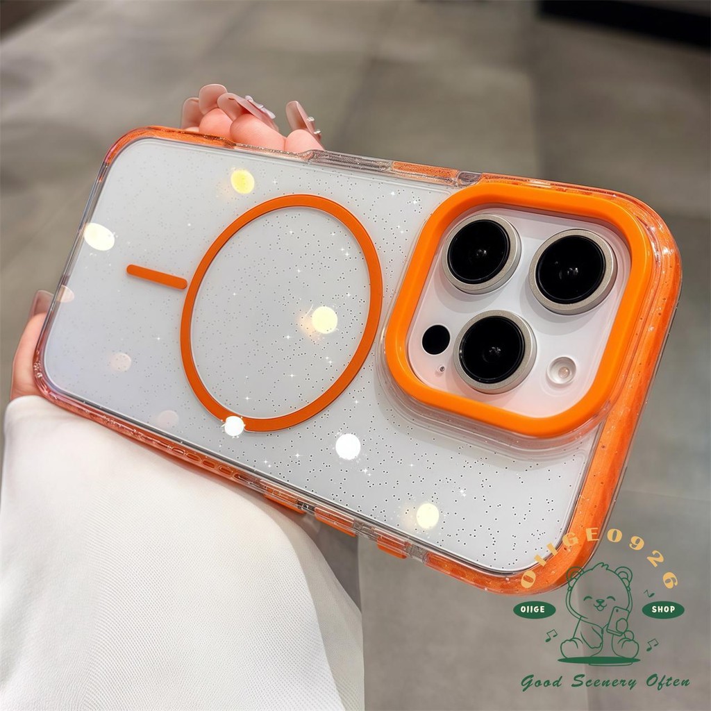 Ốp điện thoại từ tính lấp lánh trong suốt iphone16 Pro Max 15 14 13 12 vỏ cho vỏ iPhone Vỏ mềm silicon TPU chống sốc