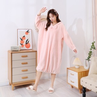 Áo choàng tắm dài tay quấn áo choàng tắm có thể mặc [Phong cách thu đông] Áo choàng tắm có thể đeo được Quần áo gia đình dành cho nữ Áo choàng tắm có mũ trùm đầu thấm nước Áo choàng ngủ khô nhanh Loose Extended
