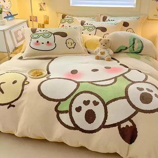 PS1 Sanrio My Melody Pochacco 3IN1 Ga trải giường Vỏ chăn gối Bộ chăn ga gối Bộ đồ giường Phòng ngủ có thể giặt được SP1