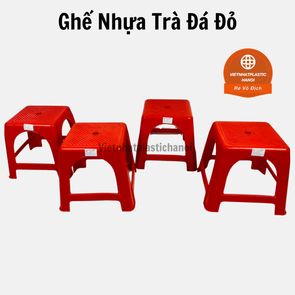 Ghế đẩu, ghế nhựa trà đá, trà canh, ghế quán ăn vặt. quán ốc, ghế màu đỏ GLCC bền đẹp rẻ 4002