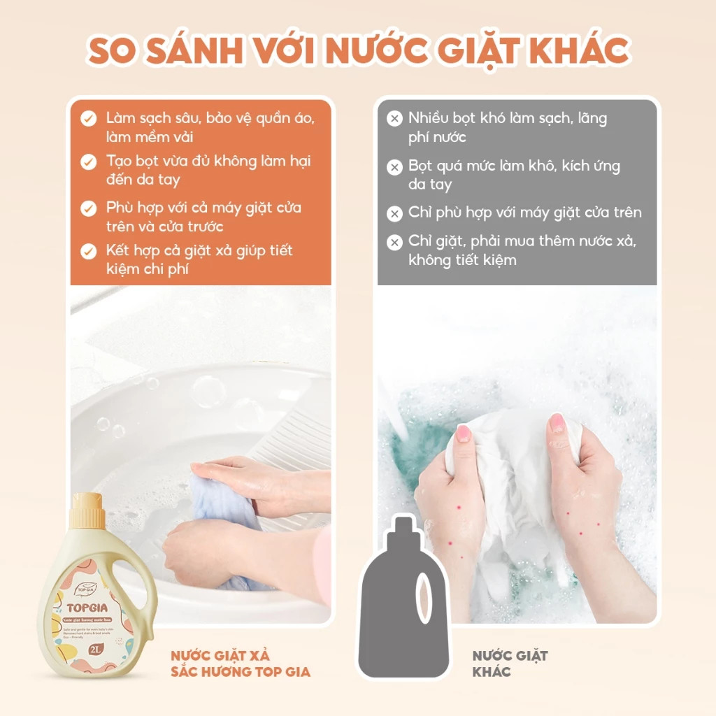 (CAN 2LIT) Nước giặt xả sắc Hương Nước Hoa Top Gia 2in1, can 2 lít khử khuẩn lành mạnh, lưu hương tới 24H