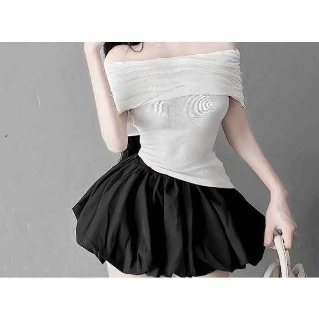 Chân váy nơ bồng đính nơ bản to có quần trong D499