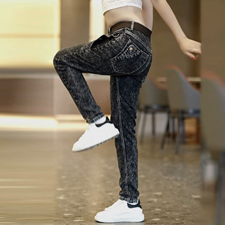 Quần Jean Nam Màu Xám Dạo Phố Quần Dài Nam Slim-fit Chân Nhỏ Co Giãn Phiên Bản Hàn Quốc Hợp Thời Trang Bông Tuyết 11.13