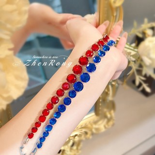Châu Âu Mỹ ins Phong Cách Mới Full Kim Cương Đầy Màu Sắc Vòng Tay Ruby Nữ