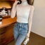 Basa Mùa Hè Hàn Quốc Nửa Cổ Rùa Rỗng Dệt Kim Áo Vest Nữ Màu Trơn Không Tay Slim Top BASD
