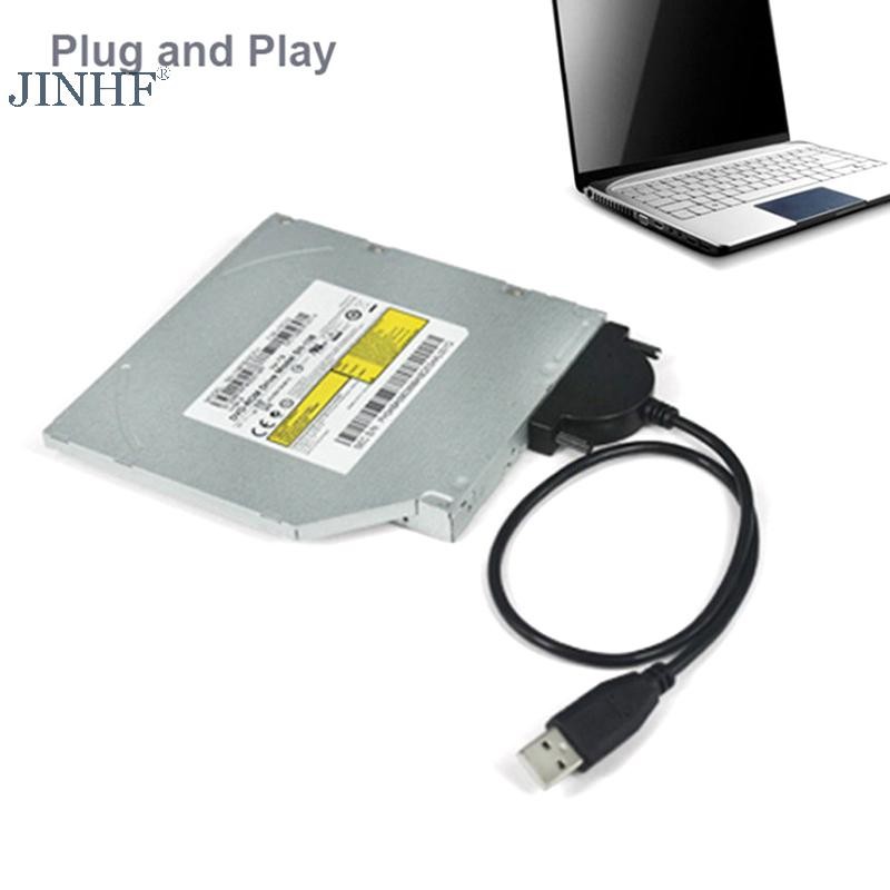JINHF Hot 1 Cái USB 2.0 Sang Sata II 7 + 6 13Pin Adapter Cho Notebook CD / DVD ROM Slimline Drive Chuyển Đổi Cáp Vít Phong Cách ổn định HOT