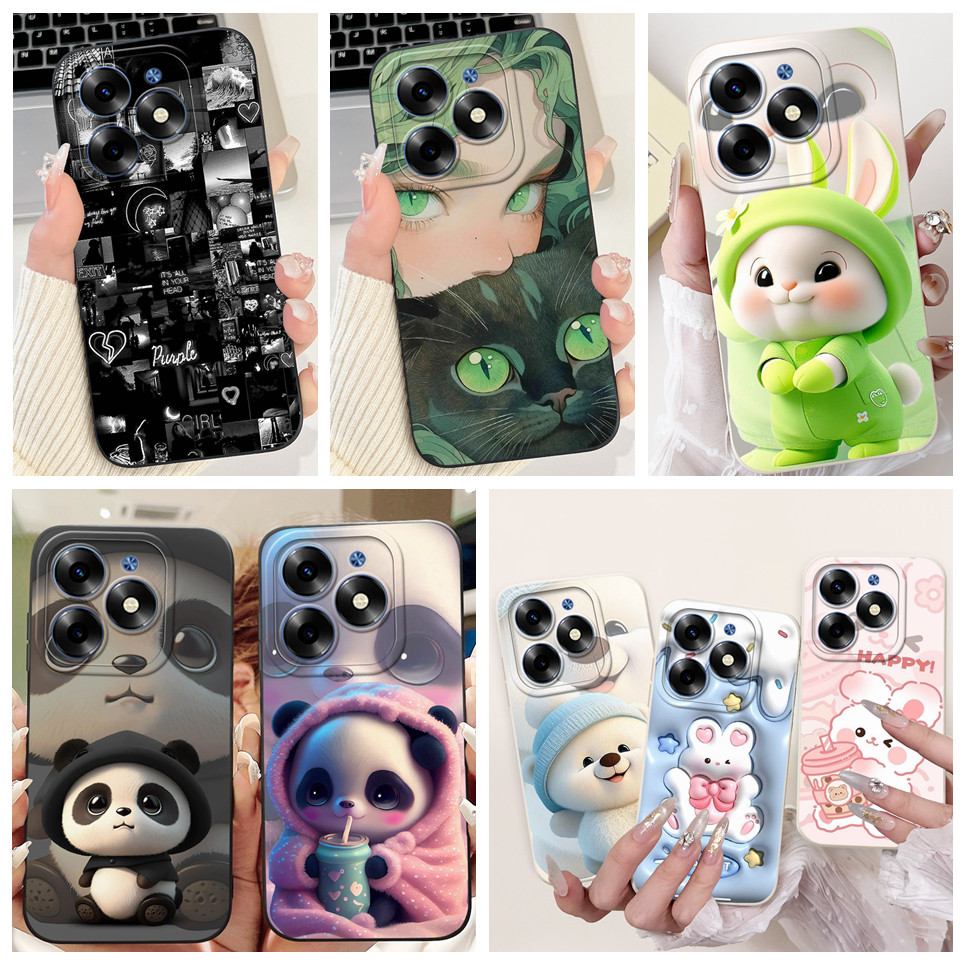 Dành Cho Tecno Spark Go 2024 BG6 Ốp Lưng Gấu Trúc Thỏ Hoạt Hình Vỏ Điện Thoại Silicon Mềm Mờ Tecno Spark 20C 20 KJ5 Vỏ BG7 BG6 POP 8 Vỏ