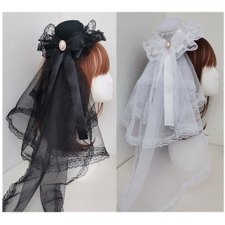 Marset Ruy Băng Ren Nơ Mũ Có Veil Và Kẹp Tóc Dark Series Người Giúp Việc Trang Trí Tóc
