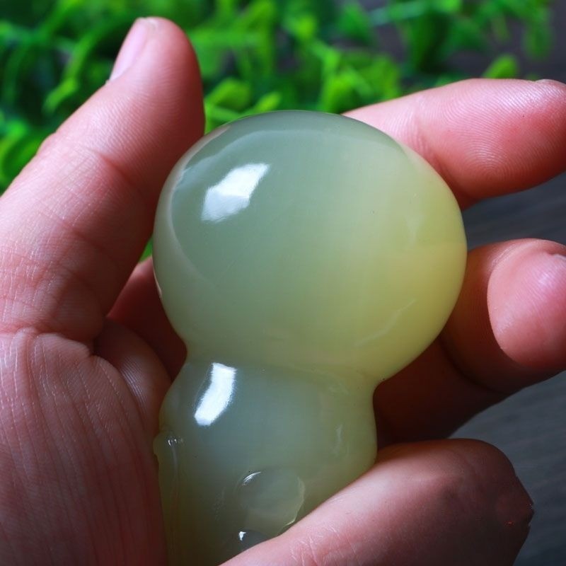 Tự Nhiên Xanh Trắng Ngọc Bầu Tay Cầm Mảnh Ngọc Fulu Chơi Mảnh Tay Khắc Ngọc Mặt Dây Chuyền Mặt Dây Chuyền