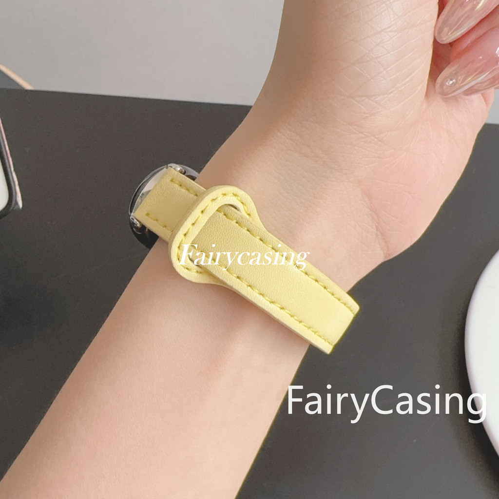 Dây da mỏng xanh lá mới cho Mi Band 10/9/8/7/6/5/4/3, vòng cổ tay tương thích Xiaomi Band 10NFC