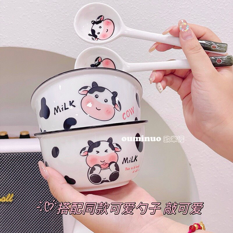 Set 2 Bát Ăn Cơm Bằng Sứ Hình  Mặt Cười Smile Cute