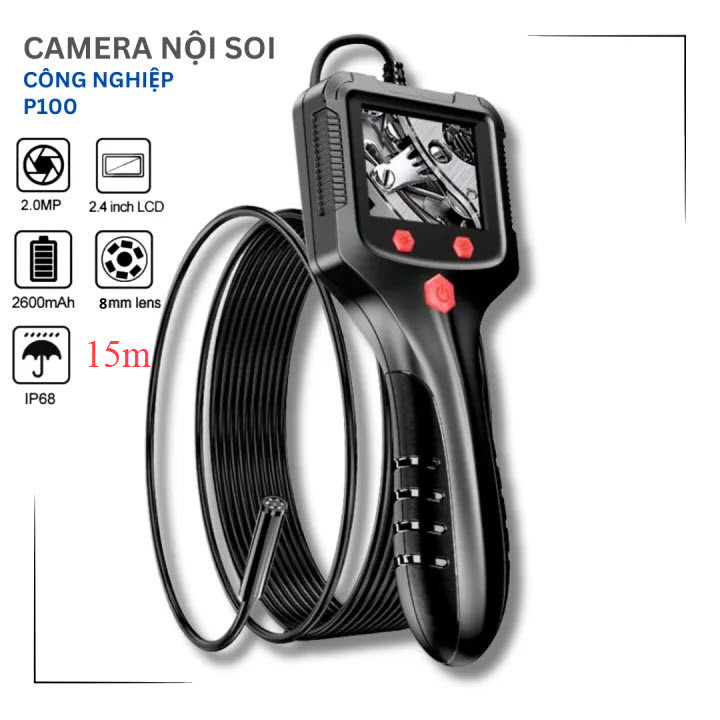 Camera nội soi công nghiệp P100 - Camera 8mm 1080P chống nước IP67, màn ...