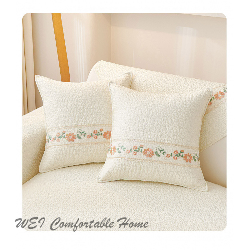 Đệm Sofa Cotton Nguyên Chất, Bọc Sofa Chống Trượt Tất Cả Các Mùa, Đệm Ghế Sofa Phong Cách Kem Mộc Mạc