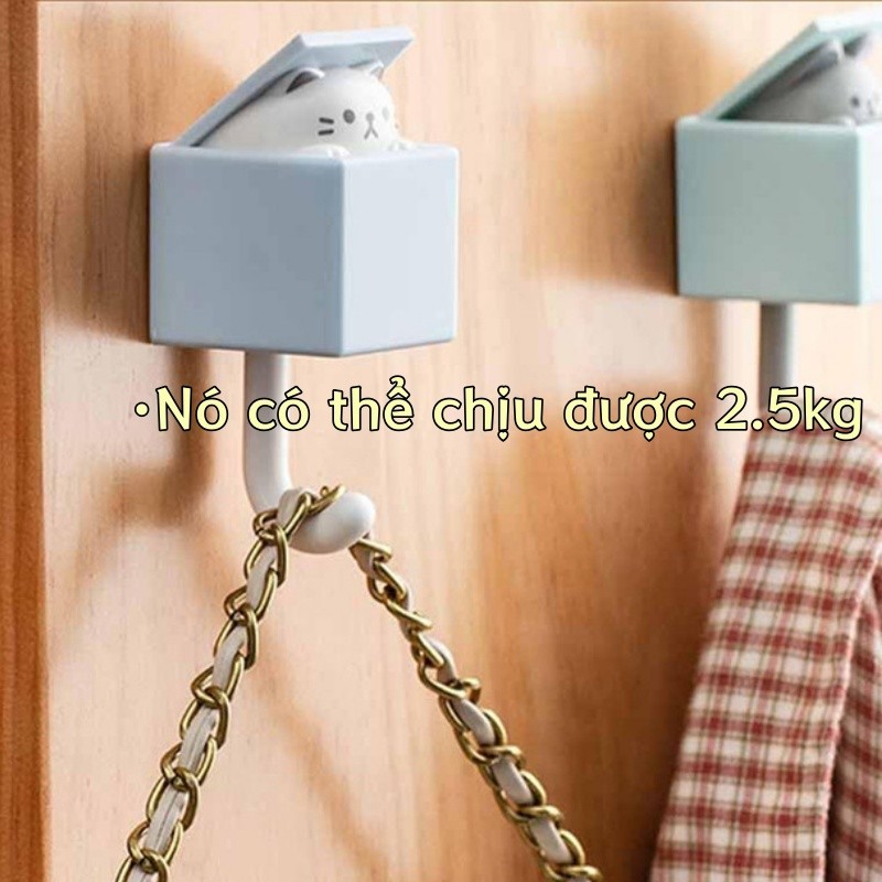 Móc Treo Đồ Gắn Tường Hình Mèo Dễ Thương,Móc Dán Tường không cần khoan đuc,Tự động chia tỷ lệ