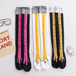 Chân Gà Chân Tất Nữ Dài Tất Hoạt Hình Ngộ nghĩnh Cotton Sáng Tạo Gà Móng Vuốt Nữ 3D In Trên Đầu Gối Tất Cao