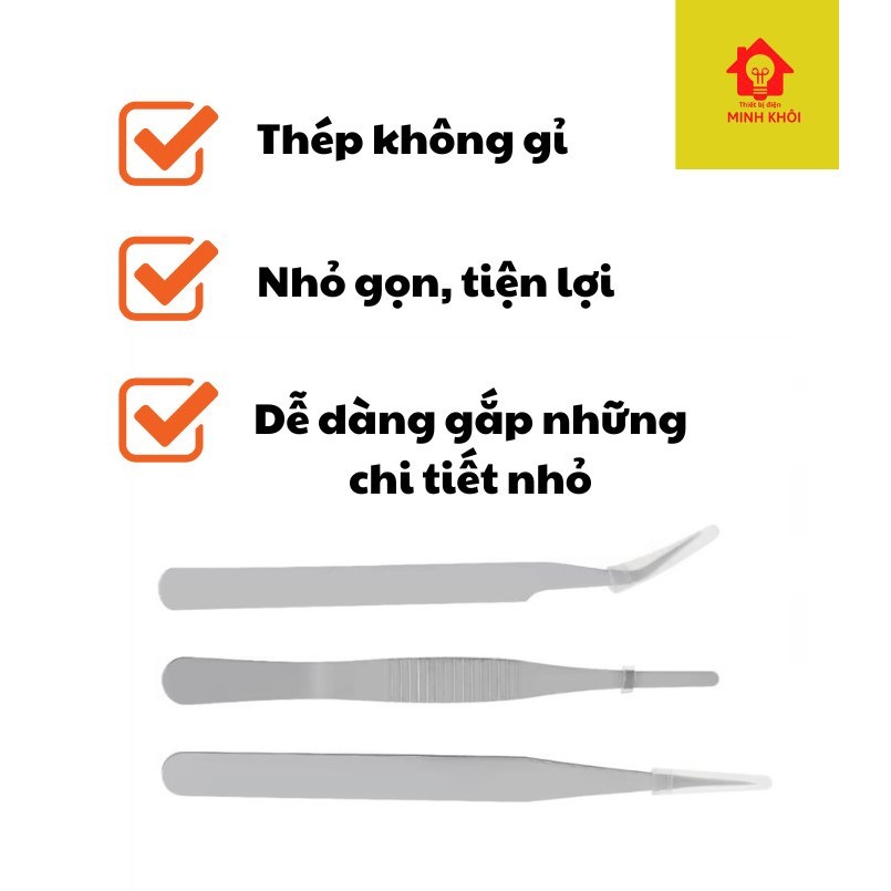 Bộ 3 kẹp linh kiện điện tử,bộ nhíp gắp linh kiện điện tử,bộ banh nhíp gắp linh kiện,kẹp gữ mỏ hàn,bộ 3 nhíp đa năng