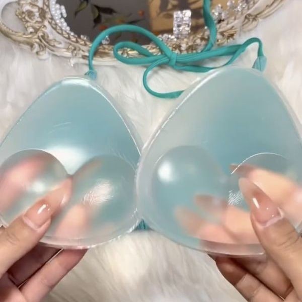 Bikini Vô Hình Silicone Miếng Lót Ngực Dày Corset Chèn Miếng Dán Ngực Tam Giác Chống Thấm Nước