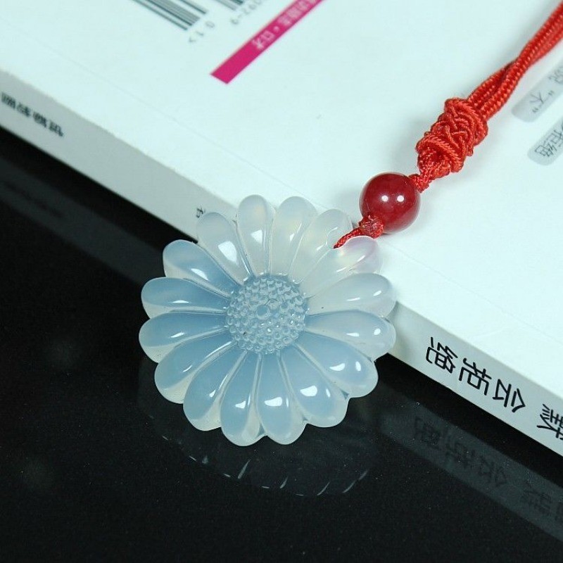 Mã Não Tự Nhiên Chalcedony Hoàng Đế Xanh Cao Băng Mặt Dây Chuyền Hoa Phong Phú Nữ Vòng Cổ Mặt Dây Chuyền