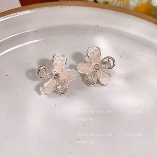 Bông tai hoa pha lê nhân tạo Zircon kim bạc dành cho nữ Phụ kiện đi lại ngọt ngào và thời trang Hàn Quốc