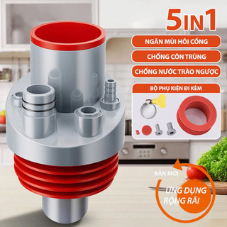 Phụ kiện ống thoát nước bồn rửa bát 5 trong 1, chống mùi hôi ngăn côn trùng hiệu quả
