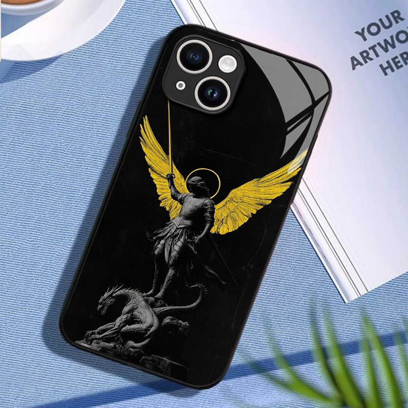 Ốp Điện Thoại Thủy Tinh St Michael The Archangel 02 Cho IPhone 16 15 14 13 12 11 Pro XR XS Max Plus Mini X XR 8 7 6s SE2 / 3