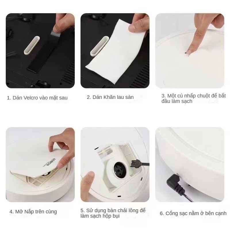 Robot quét sàn gia đình có thể sạc lại Máy hút bụi đa năng 3 trong 1