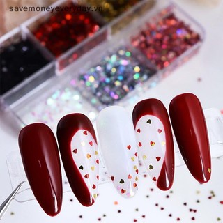 [savemoneyeveryday] Móng tay trái tim bằng Laser 1mm đầy màu sắc lấp lánh Trang trí móng tay tình yêu Thiết kế tiệm làm móng Phụ kiện dễ thương Thiết kế nghệ thuật làm móng DIY [vn]