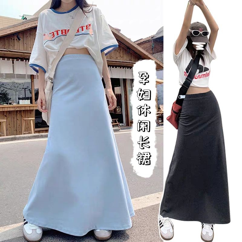 Váy bà bầu mùa hè Sản phẩm mới co giãn có thể điều chỉnh Drape Feel Váy dài ôm hông