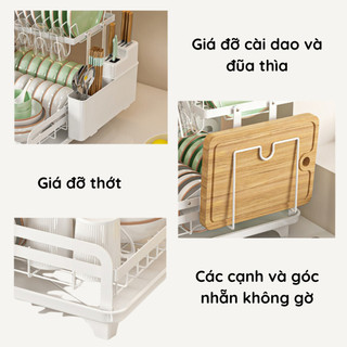[HÀNG LOẠI 1] Kệ Úp Chén Bát Khung Thép Carbon Chống Gỉ, Giá Để Bát Đĩa Có Khay Thoát Nước Nhà Bếp