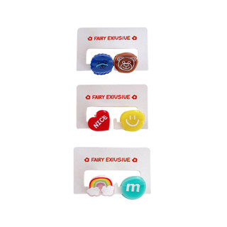 Kẹp tóc mini dễ thương màu kẹo 2 chiếc kẹp tóc bé gấu hoạt hình trẻ em kẹp tóc trang trí ngọt ngào học sinh