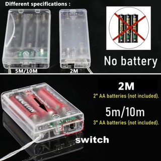 2m 5M 10M Đèn LED Dây 10M 5M Ngày Valentine Dây Bạc Cổ Tích Đèn Nhà Giáng Sinh Trang Trí Tiệc Cưới Bằng 3 * AA Hoạt Động Bằng Pin