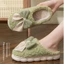 Giày Lông Tơ Ấm Áp BORAGETE, Dép Nơ Cotton Chống Trơn Trượt Đáy Dày, Giày Nữ Thoải Mái Mềm Mại Phong Cách Ngọt Ngào