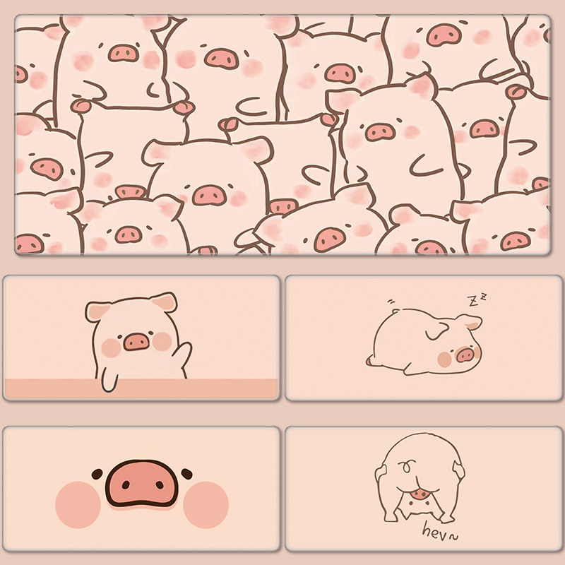 LuLu Lợn Miếng Lót Chuột Lớn Sáng Tạo Dễ Thương Trò Chơi Bàn Phím Miếng Lót Màu Hồng Kawaii Heo Con Để Bàn Thảm Cao Su Máy Tính Bàn Bàn