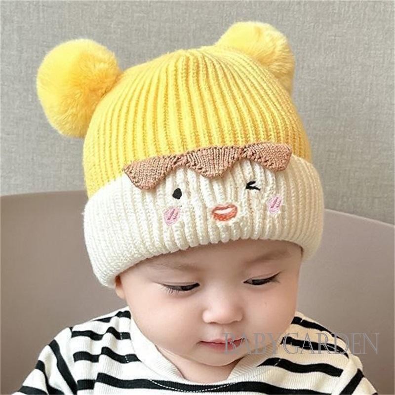 / / -Toddler Baby Puff Ball Beanie Dễ Thương Mùa Đông Ấm Áp Bao Tai Chunky Mũ Đan Cho Bé Gái Bé Trai