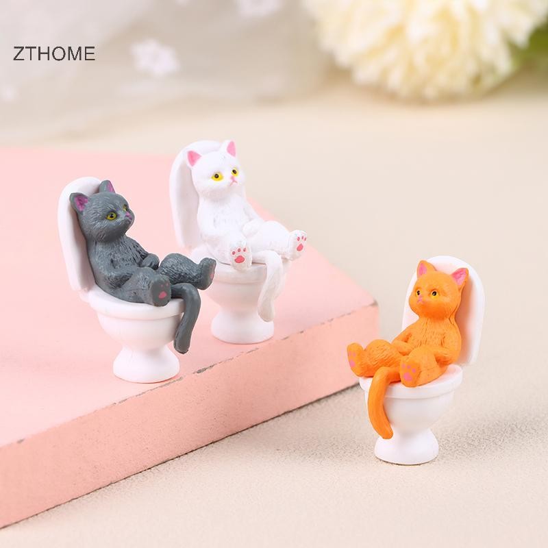 Zthome 1Pc Nhà Vệ Sinh Series Hình Mèo Thu Nhỏ Dễ Thương Dài Lasg Tượng Mèo Đẹp Cho Văn Phòng Mini Nhà Búp Bê Trang Trí HOT