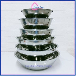 Thau inox Trường Thành cao cấp loại dày, nặng, đẹp, đường kính 16cm - 38cm - Tô inox hàng Việt Nam
