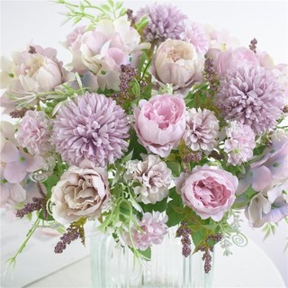 LOVIVER Hoa mẫu đơn 7 đầu nhân tạo 32cm Hoa Bó hoa địa điểm tắm cho bé